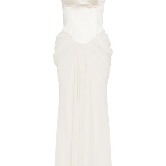 Meshki Ivory Satin Corset Maxi Dress - Picture 9 of 10